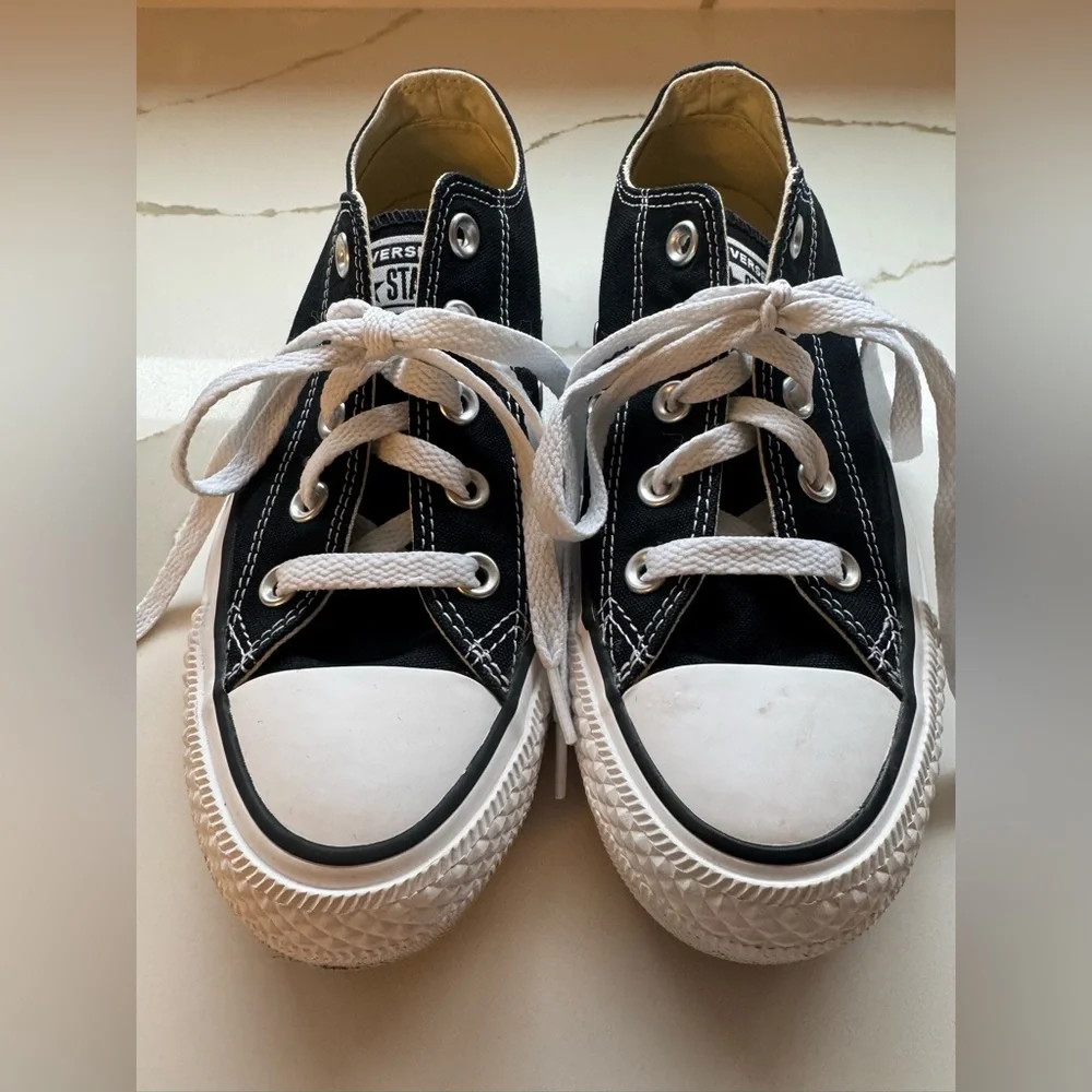 Converse Black and White Low Top Chuck Taylor Sneakers - Picture 2 of 8